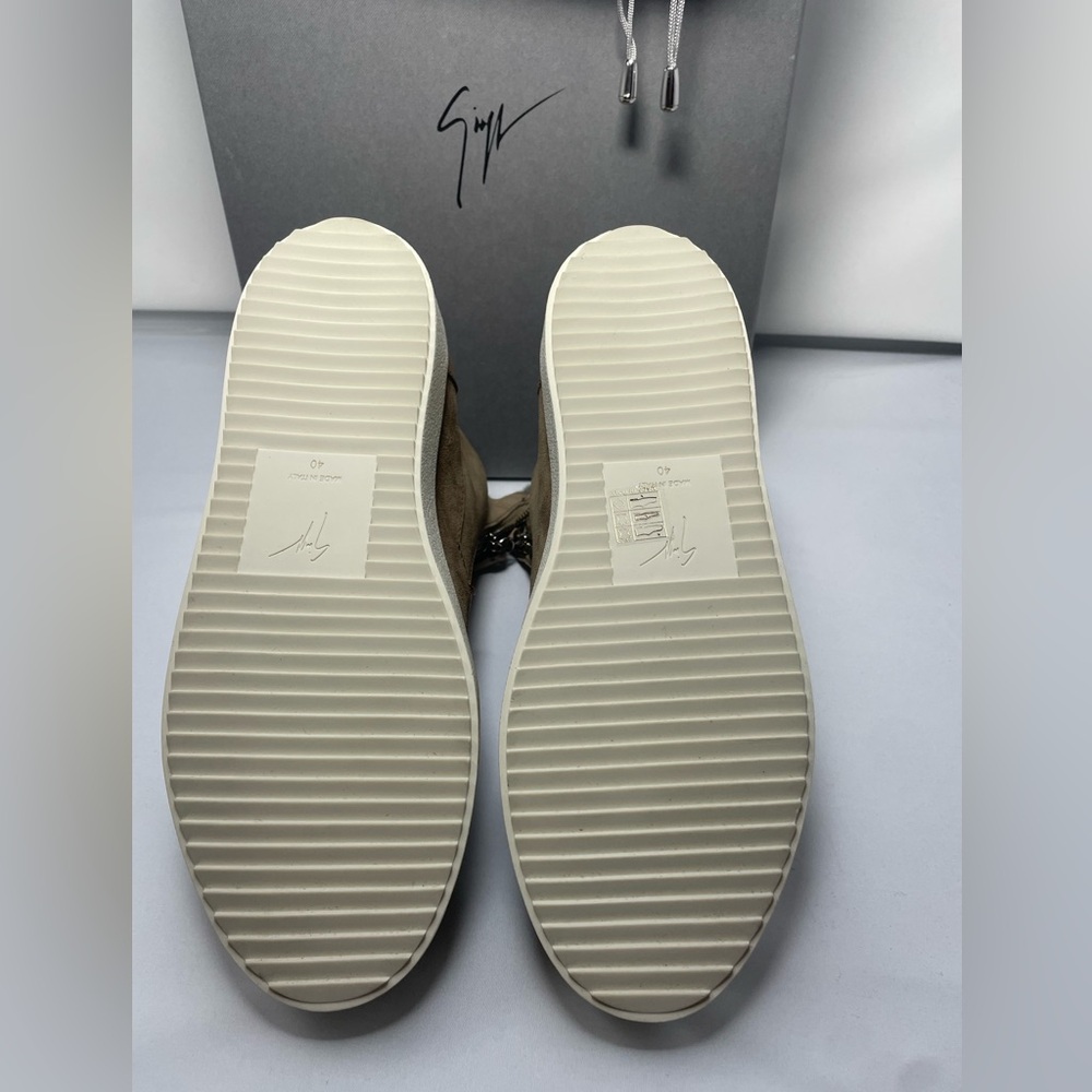 Designer Beige Sneakers with White Soles